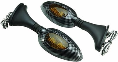 paar achteruitkijkspiegels in carbonlook met geïntegreerde led-knipperlichten voor motorfietsen