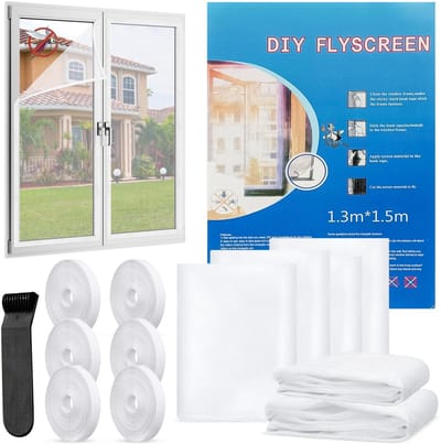 Dailygoods- Vliegengaas 130 x 150 cm - Zelfklevend Muggennet - Insectengaas - Bescherming Tegen Insecten - 6 Stuks - Inclusief Plakband en Handleiding