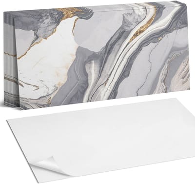 Coloray Plaktegels - Abstracte golven en aderen Zelfklevende Wandtegels - 40 cm x 20 cm - Grijs Plaktegels - 10 stuks - Rechthoek PVC Tegels - Plaktegels Badkamer - Vloertegels Zelfklevend - Vinyltegels Vloer Zelfklevend - Portugese Tegels