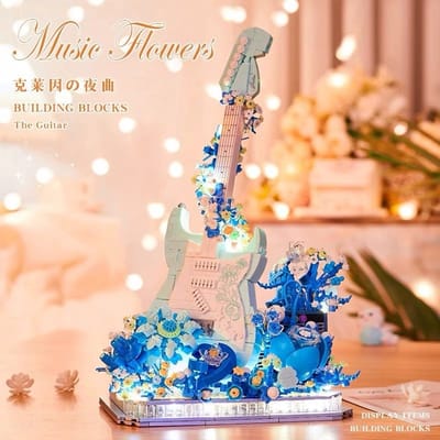 Muziekinstrumentenbouwstenensets/gitaarmodelbouwstenenspeelgoed, accessoires en decoraties/verjaardagscadeaus en vakantiecadeaus