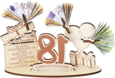 Creatief Geld Cadeau voor 18e Verjaardag, Houten Geldhouder en Decoratieve Gastenboek Idee voor Feestelijke Verjaardagsdecoratie