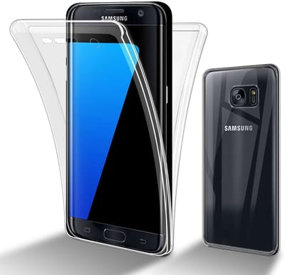 Cadorabo Hoesje geschikt voor Samsung Galaxy S7 EDGE in TRANSPARANT - 360° Full Body Case Cover Beschermhoes Voor- en achterbescherming, all-round bescherming met displaybescherming