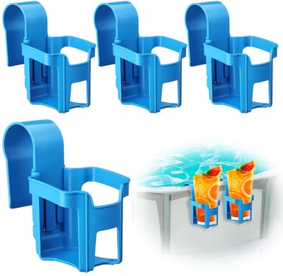 MTTProducts - Pool Cup Holders - Multifunctionele Drinkhouders - Geen Gemorzel - Blauw - Ideaal voor Zwembaden - Set van 4
