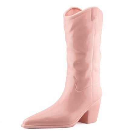 HomeBound by KY | Aardewerk vaas cowboy boot roze | vaas | 25,8x11x33,5cm