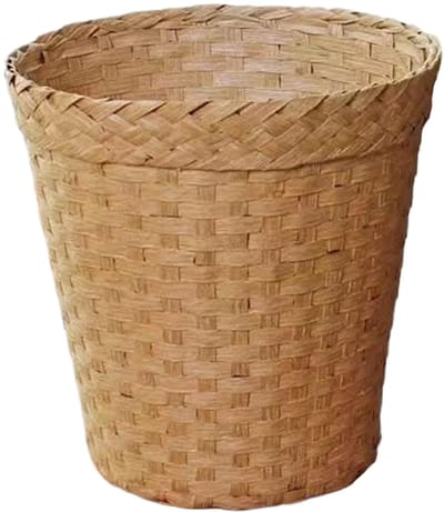 Rieten Mand - Handgeweven Prullenbak - Opbergen en Afval - Duurzaam en Robuust - 26x25x25 cm - Natuurlijk