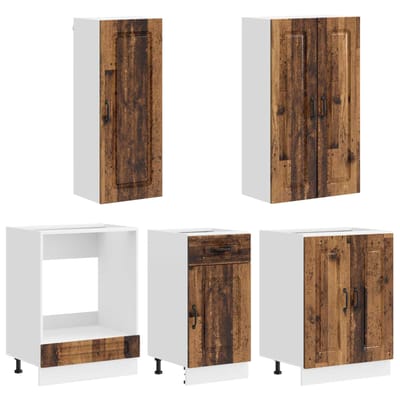vidaXL - Keukenblok - KALMAR - 5 - st - Oud - hout - Bewerkt - hout