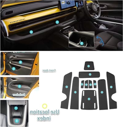 Rubbermatten voor Jeep Avenger 2023-2026, Antislip Set voor Middenconsole, Bekers en Interieuraccessoires, Zwart, Geschikt voor Benzine en Elektrische E-Avenger