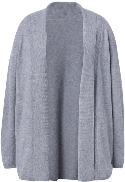 Ulla Popken - Dames - Vest sjaalkraag lange mouw wol - Lichtgrijs melange - Maat 42+