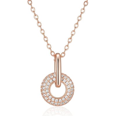 Collier Pendentif Zircon Naturel Intégral Design Innovant Mode Couleur Or Rose Cadeau Romantique Bijoux Fins Quotidien pour Femmes beige