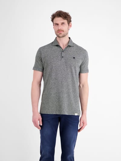 LERROS Poloshirt van een mix van katoen en linnen in een moderne two-tone-look , Maat: S , Kleur: CLASSIC NAVY , 73% katoen, 27% linnen