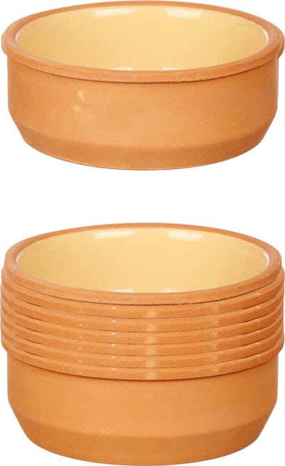 La Dehesa Tapas/creme brulee serveer schaaltjes - set van 12x - terracotta - geel - 12 x 4 cm