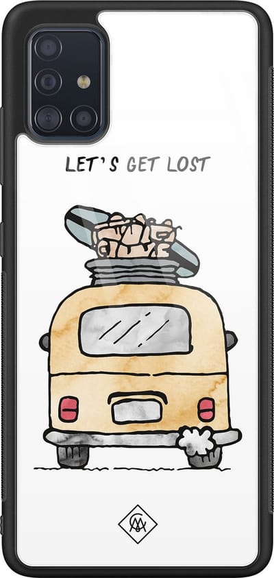 Casimoda® hoesje - Geschikt voor Samsung Galaxy A71 - Let's Get Lost - Luxe Hard Case Zwart - Backcover telefoonhoesje - Wit