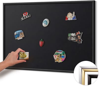 Wallfluent - Zwart Magneetbord in Stijlvolle Kleuren - 100 cm x 70 cm - Magneetbord met Zwarte Frame - Zwarte kleur - Magnetisch Bord Muurbevestiging - Magnetisch Wandbord - Memobord voor Keuken