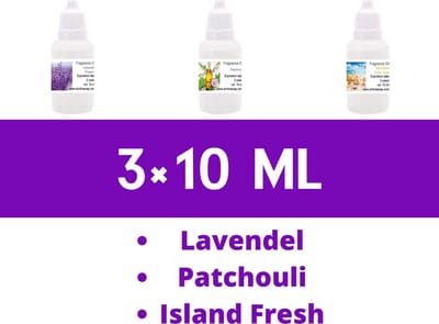 Geurolie Set Euforie – Cosmetische Geuroliën voor Zeep, Kaarsen en Cosmetica – 3x 10 ml Geconcentreerde Geuren Lavendel, Patchouli en Island Fresh – Gietzeep, CP Zeep, Parfum en Huisparfum – DIY, Cadeau en Hobby – ArinKaSoap