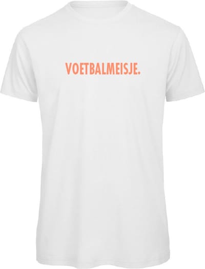 T-shirt Wit XXL - voetbalmeisje - oranje - soBAD. | T-shirt unisex | T-shirt dames | Voetbal | Humor
