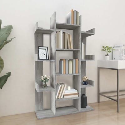 vidaXL - Boekenkast - 86x25,5x140 - cm - bewerkt - hout - grijs - sonoma - eiken