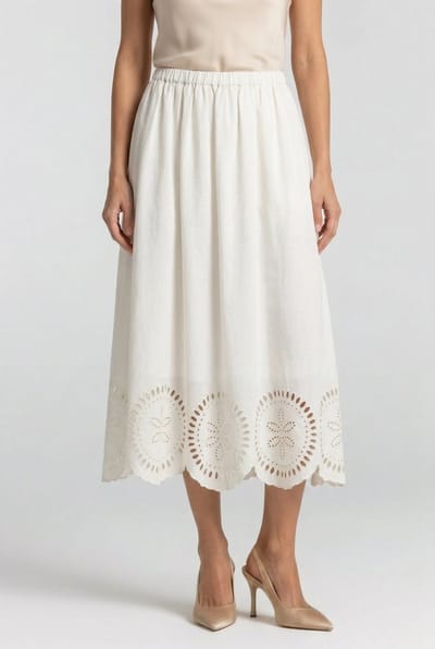 & Other Stories Estella Linen Skirt Speed White Maat: S | Midi Rokken Outlet | Dames | Wit