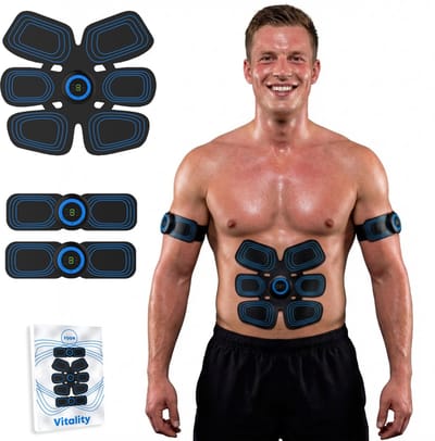 YUGN Vitality EMS Buikspiertrainer Elektrisch - Spierstimulator met 6 Programma's & 9 Intensiteitsniveaus - USB Oplaadbaar - Digitaal Display - Inclusief E-book