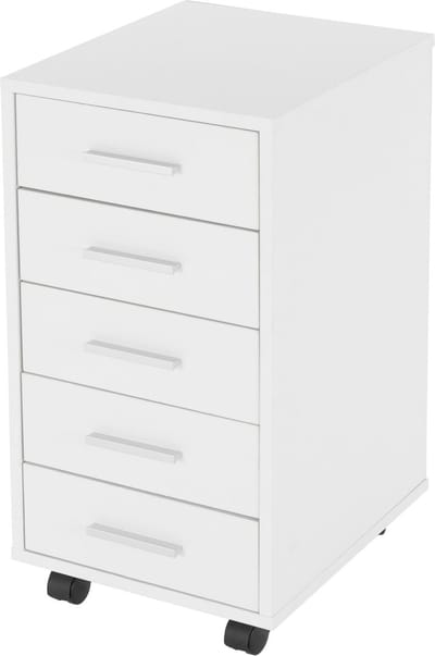 Verrijdbaar onderstel, verrijdbare archiefkast, 33x38x63,5 cm, kantoorkast met 5 laden, opbergkast voor kantoor & thuiskantoor ML-Design