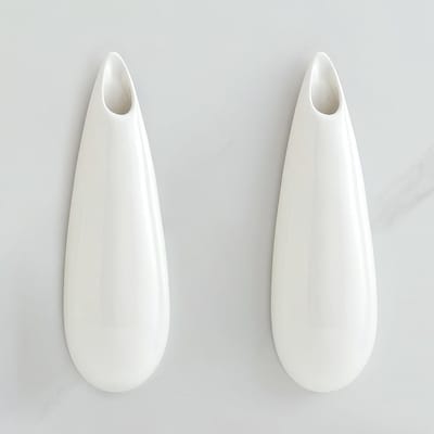 Set van 2 Hangende Wandvaasjes van Keramiek, 30 cm - Moderne Wanddecoratie voor Binnen met Planten en Bloemen