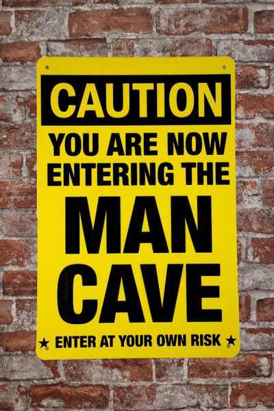 Mancave decoratie - Caution Entering - Mancave wandborden - Mancave bord - Wandborden - Tekstbord - Wandbord metaal - 20 x 30cm - Cave & Garden