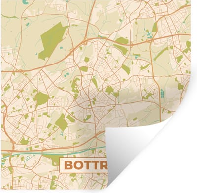 Muurstickers - Sticker Folie - Bottrop - Plattegrond - Kaart - Vintage - Stadskaart - 100x100 cm - Plakfolie - Muurstickers Kinderkamer - Zelfklevend Behang XXL - Zelfklevend behangpapier - Stickerfolie