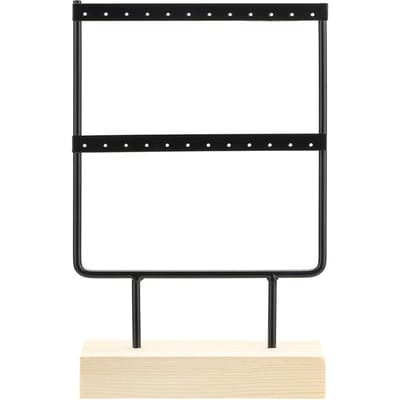 24 Gaten Elegant Metalen Sieraden Opbergrek Oorbellen Ketting Display Standaard Organizer voor ThuisWit zwart