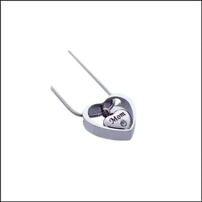 Aramat Jewels | Gedenkhangers | Stalen Ashanger Moeder – 14 Modellen Hart & Emaille Gedenksieraad | Hart-in-Hart-zirkonia-2cm | |20mm | Staal | Volwassenen | Verkleurd niet