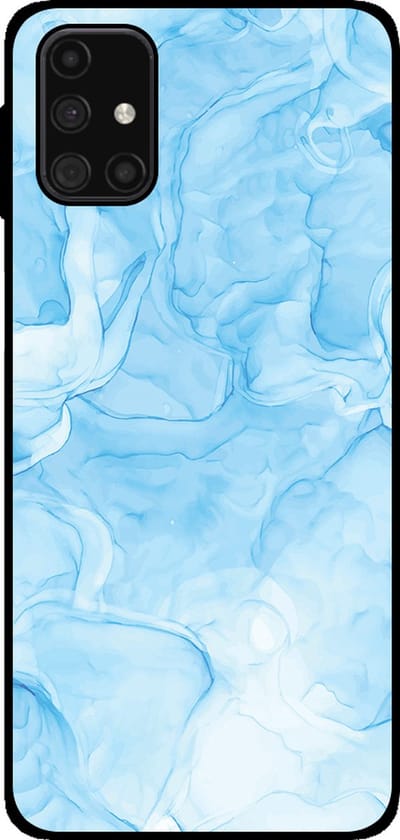 Smartphonica Telefoonhoesje Geschikt voor Samsung Galaxy M31s met marmer opdruk - TPU backcover case marble design - Lichtblauw geschikt voor Samsung Galaxy M31s