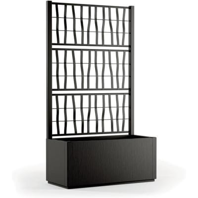 STEFANPLAST Bloembak/plantenbak ETHICA rechthoekig 80 cm met trellis - 80x36xh 140 cm - Grafiet