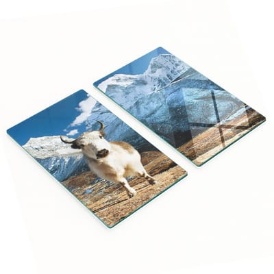 Glazen snijplanken met decoratieve bergmotieven, 2x30x52 cm