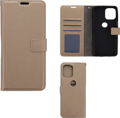 LuxeBass Boekhoesje geschikt voor Motorola Moto G100 - Goud gsm hoesje - telefoonhoes - telefoonhoesjes
