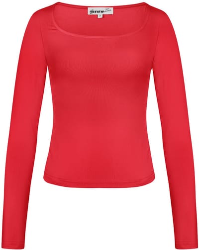 Nauwsluitende Polyester Vrouwen Lange Mouw Crop Top - Rood - Maat S