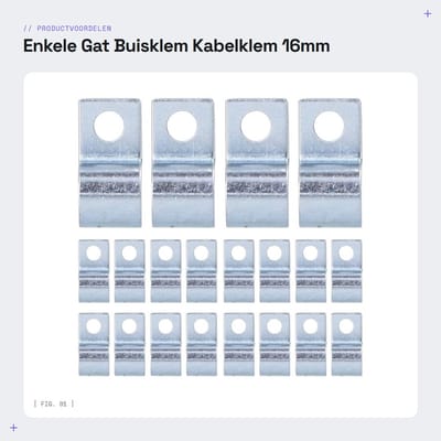 Dailygoods- Buisklem 20 Stuks - Enkele Gat - Verzinkt - Kabelklem 304 RVS - Pijp Clip 16mm - Voor Rubberen Ringen