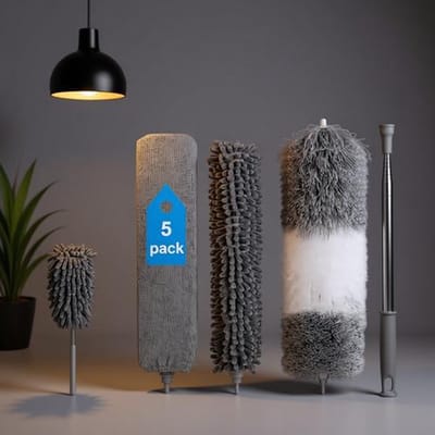 Stofdoekenset 7-delig - Microvezel Stofdoek met Uitschuifbare Steel 243 cm - Buigbare Stofdoek voor Hoge Plafonds, Jaloezieën en Ventilatoren