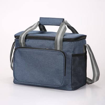 Grand sac à déjeuner isotherme portable gris de 15 L, sac à déjeuner pour pique-nique en plein air, étanche et épais 31x19x23cm bleu marine