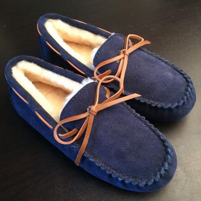 Top 100 %Natuurlijk Bont Echt Leer Dames Platte Schoenen Nieuwe Mode Dames Mocassins Casual Loafers Warme Winterschoenen 41 marineblauwe kleur