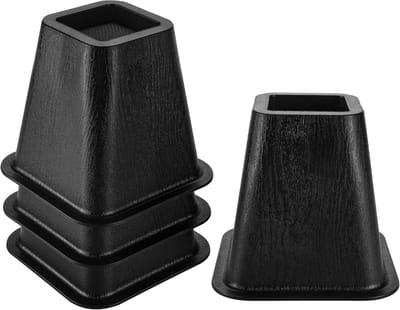 Uping Hoogteverhoger Bedstandaard Meubelhoogteverhoger Tafelstandaard Bureaustoel Hoogteverhoger 15CM - 6 inch - 4 Stuks - Geschikt voor Het Verhogen van het Frame van Bedden, Banken, Tafels en Stoelen - zwart