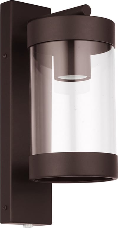 Olucia - MUSA - Buitenmuurlamp met schemersensor - Roestkleurig / Transparant - Vorm: Rechthoek