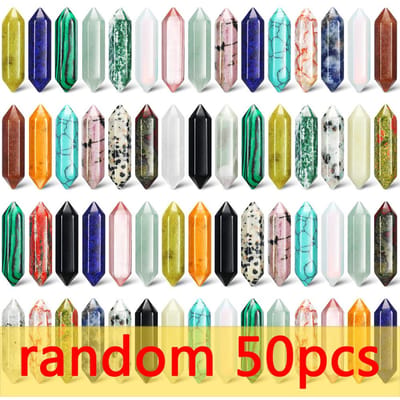 50 stuks Natuurlijke Kristalsteen Dubbelpuntige Amethist Zuil Houtsnijwerk Edelsteen Reiki Genezing Ornament Woondecoratie Verzamelobjecten Cadeau