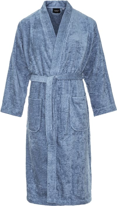 Kimono badstof katoen – lang model – badjas dames – badjas heren – 100% badstof katoen - Oekotex100 - sauna – denim blauw - S/M