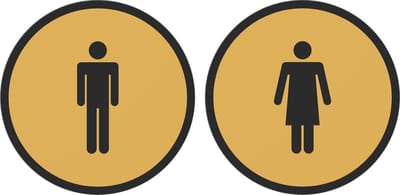 12,5 cm Rond 2 bordjes man-vrouw Goud - Zwart | PLA toilet bordjes | 125 mm rond 3 mm dik | Goud Zwart | Bio plastic