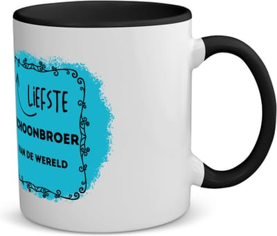 Akyol - de liefste schoonbroer van de wereld koffiemok - theemok - zwart - Broer - de liefste schoonbroer - verjaardag - cadeautje voor broer - broer artikelen - kado - geschenk - 350 ML inhoud