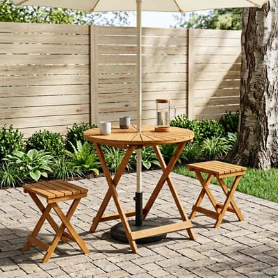 vidaXL Vouw Tuin Tafel Naturel Ø70 x 75 cm Massief Acaciahout