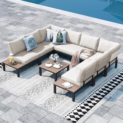 Loungeset Tuin met Kussens 63x63x32 cm – Modulaire Tuinmeubelset met Salontafel, 1- en 2-Zits Bank – Weerbestendig Metaal – Modern – Urbanhome