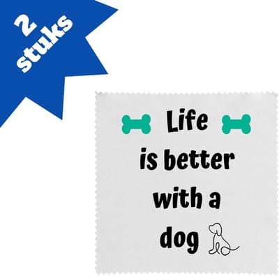 Akyol - life is better with a dog brillendoekjes - Honden - honden liefhebbers - verjaardag - cadeau - kado - geschenk - 17,8 bij 17,8 cm - 2 stuks
