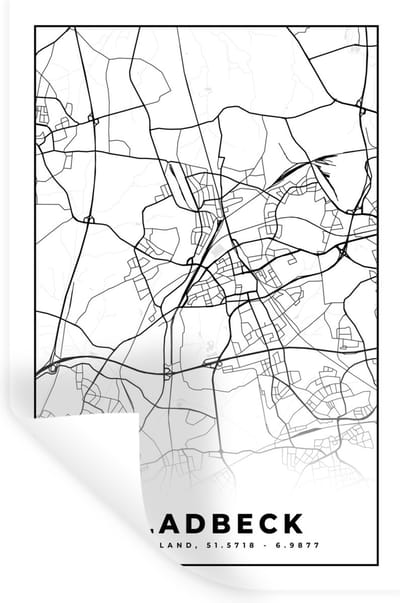 Muurstickers - Sticker Folie - Plattegrond - Stadskaart - Gladbeck - Kaart - 20x30 cm - Plakfolie - Muurstickers Kinderkamer - Zelfklevend Behang - Zelfklevend behangpapier - Stickerfolie