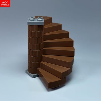 Set MOC Stenen Stad Kasteel Trappen Spiraalvormige Trede 40243 Ondersteuning 1x1x5 40244 Monteert Deeltjes Bouwstenen