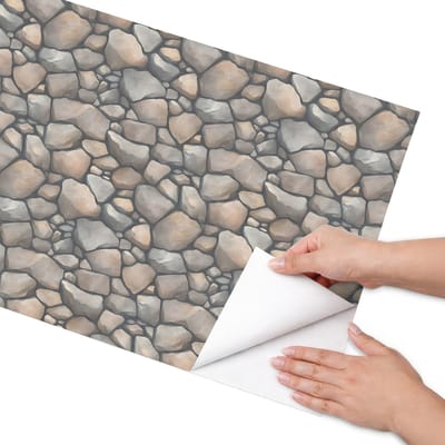 Coloray Meubel Wrap Folie - Grijs Meubelfolie - 50x100 cm - Meubel Wrap Folie Steenstructuur - Plakfolie Meubels - Rustiek Meubelfolie - Decoratiefolie Zelfklevend - Slaapkamer decoratie - Texturen
