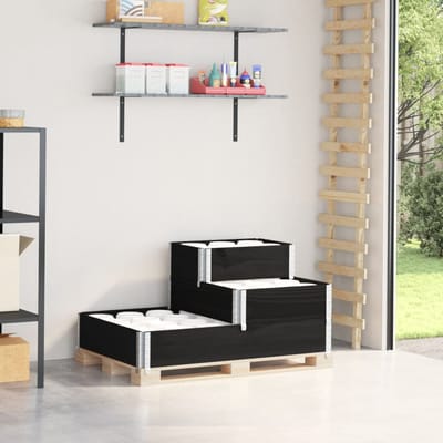 vidaXL - Verhoogde - plantenbak - 3-laags - 120x80 - cm - massief - grenenhout - zwart